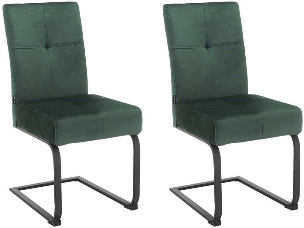 Danish Style Jedálenská stolička Izumo (SET 2 ks), zamat, zelená